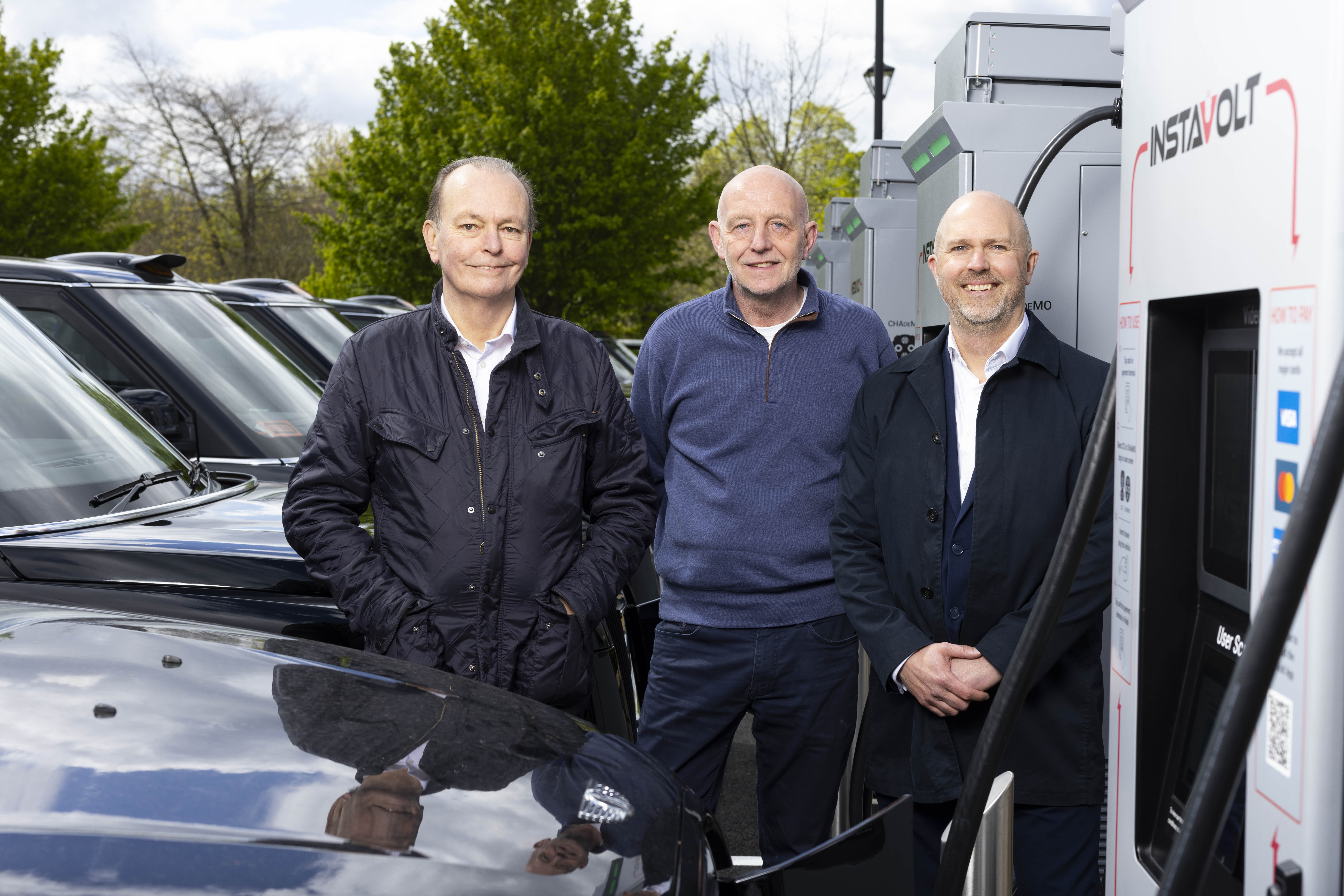 Left to right: Quentin Willson, motoring journalist and transport campaigner, Steve McNamara, general secretary of Licenced Taxi Drivers Association and Simon Smith, Chief Commercial Officer, InstaVolt.